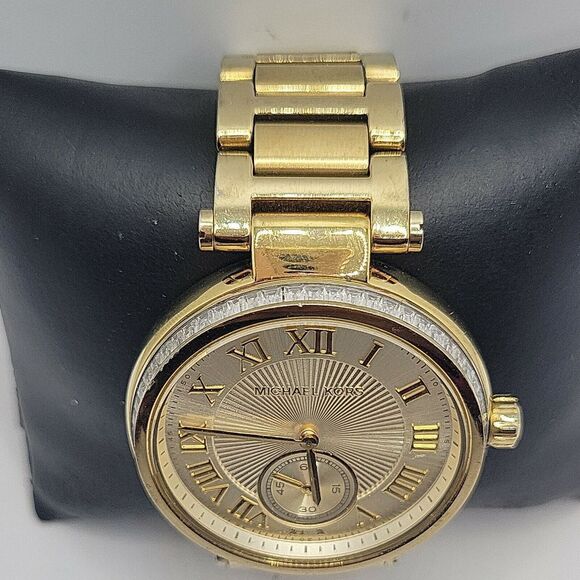 Michael Kors MK5867 Women's Stainless Steel Analog Champagne Dial Watch BC879 - Picture 4 of 10